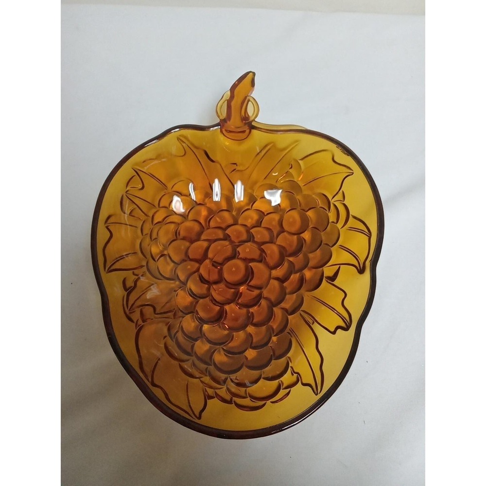Vintage Indiana Glass Amber Colored Grape Shaped Large Fruit/Salad Bowl